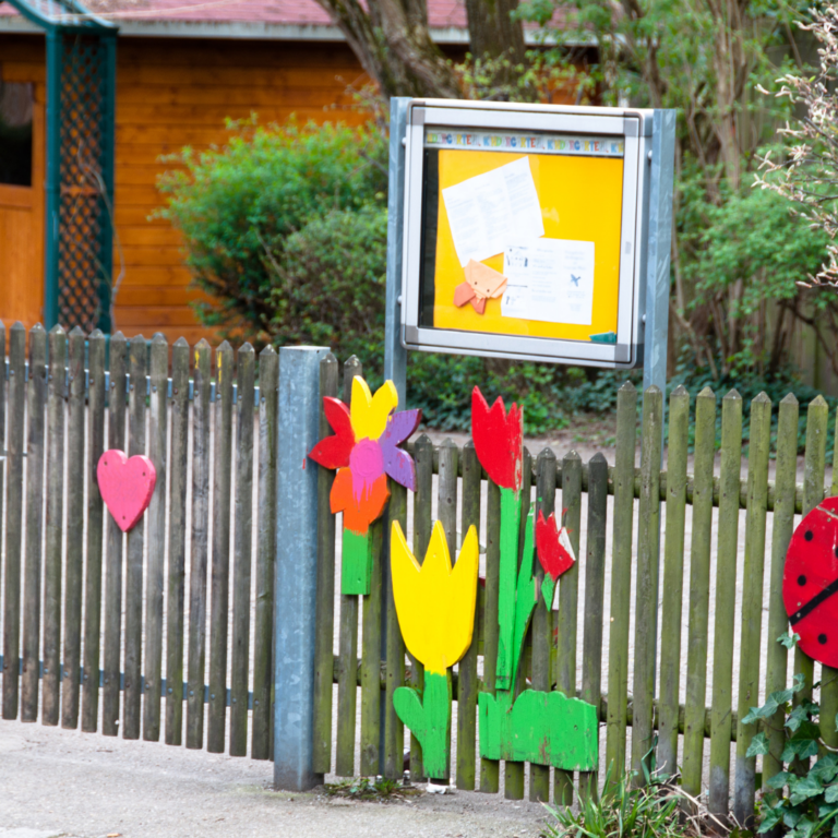 An image of nursery gates. The entrance to the outdoor area.