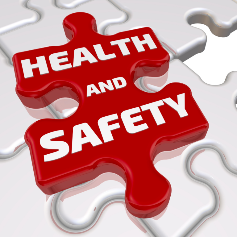 A graphic of a jigsaw with 1 of the pieces in red and labelled Health and Safety