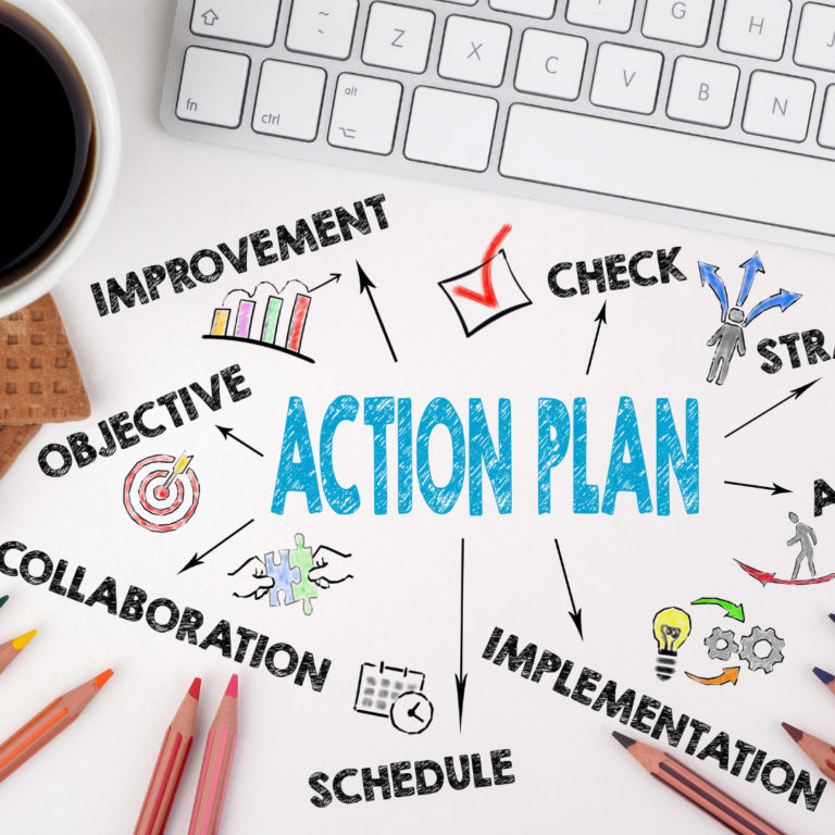 An image of an action plan with goals and targets.